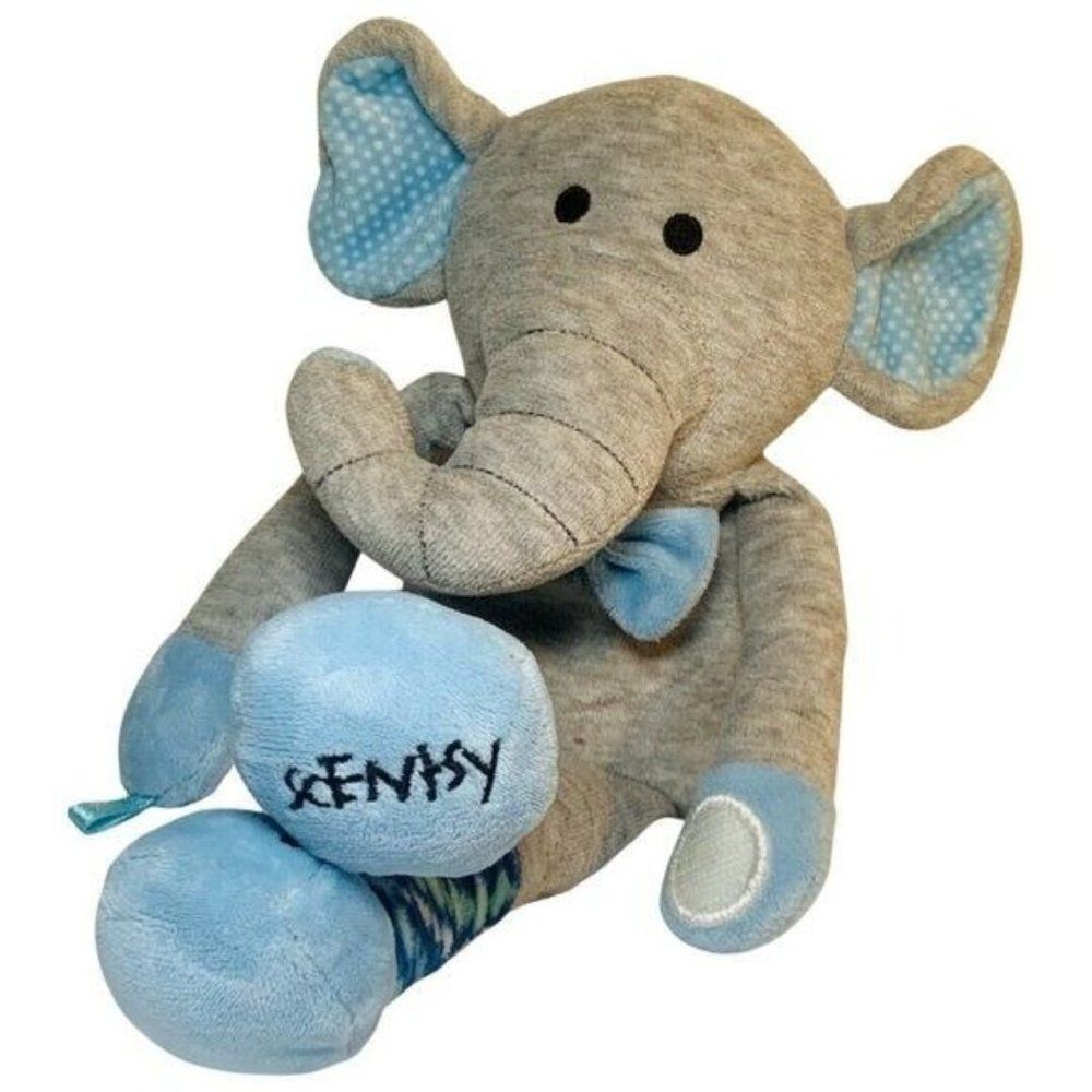Scentsy Buddy Sidekick Elephant Eddy Gray/Blue Crinkle Plush Lovey Nursery Scent